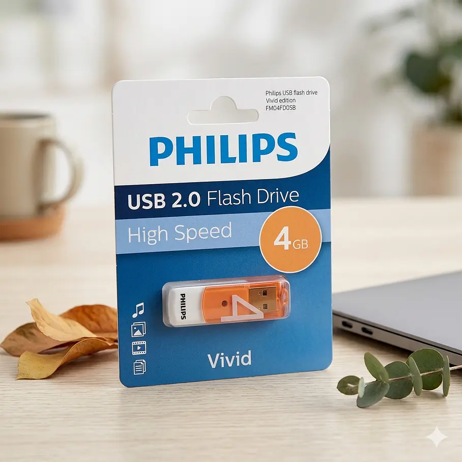 Pendrive Philips Vivid 4 GB USB Rápido Y Confiable USB 2.0 Color Naranja 3
