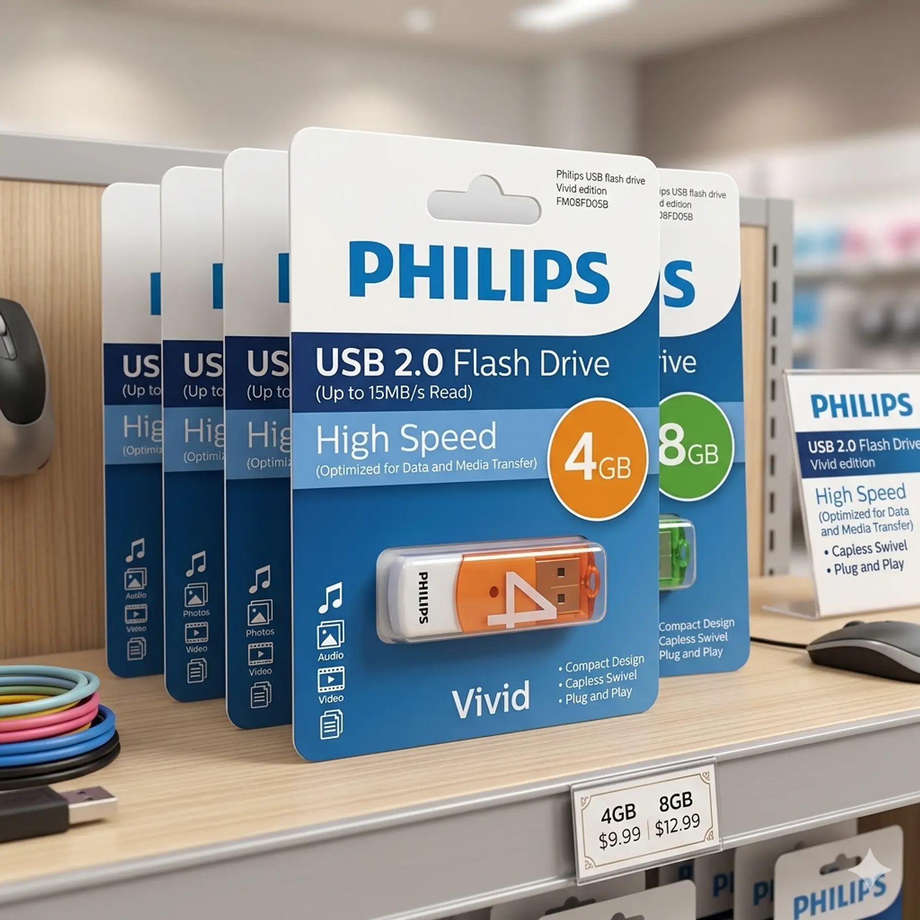 Pendrive Philips Vivid 4 GB USB Rápido Y Confiable USB 2.0 Color Naranja 5