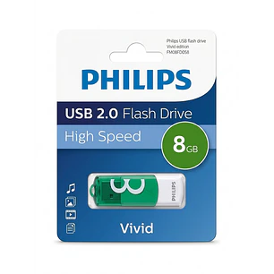 Pendrive Philips Vivid 8 GB USB Rápido Y Confiable USB 2.0 Color Verde High Speed