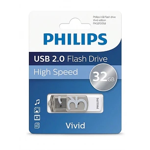 Pendrive Philips Vivid 32GB USB Rápido Y Confiable USB 2.0 Color Gris High Speed