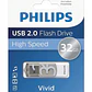 Pendrive Philips Vivid 32GB USB Rápido Y Confiable USB 2.0 Color Gris High Speed - Miniatura 1