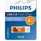 Pendrive Philips Vivid 4 GB USB Rápido Y Confiable USB 2.0 Color Naranja High Speed - Miniatura 1