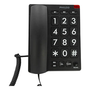 Telefono De Sobremesa Fijo Números Grandes 170bk Negro, Philco Negro