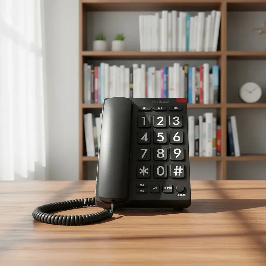 Telefono De Sobremesa Fijo Números Grandes 170bk Negro, Philco Negro 3