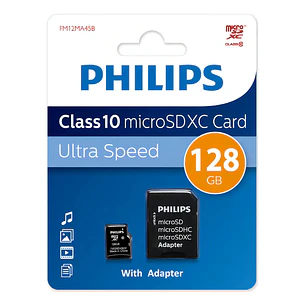 Tarjeta De Memoria Micro Sdxc Philips 128 Gb Clase 10 Con Adaptador Ultra Speed 