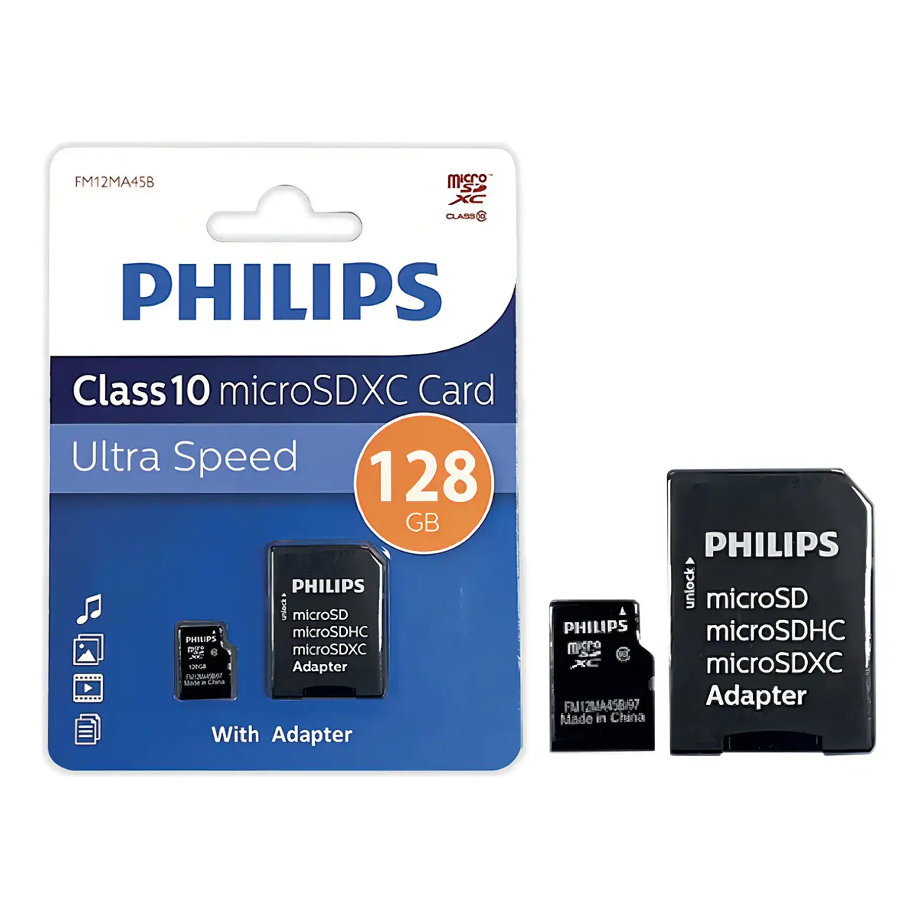 Tarjeta De Memoria Micro Sdxc Philips 128 Gb Clase 10 Con Adaptador Ultra Speed  2