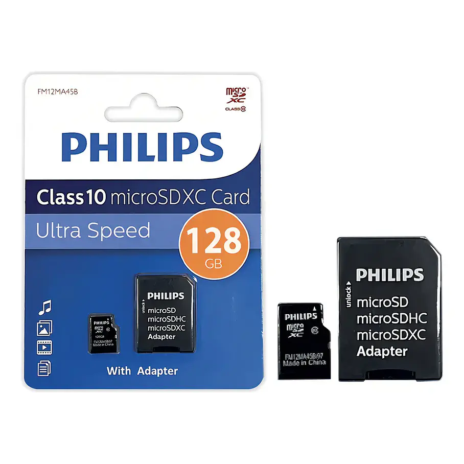 Tarjeta De Memoria Micro Sdxc Philips 128 Gb Clase 10 Con Adaptador Ultra Speed  2