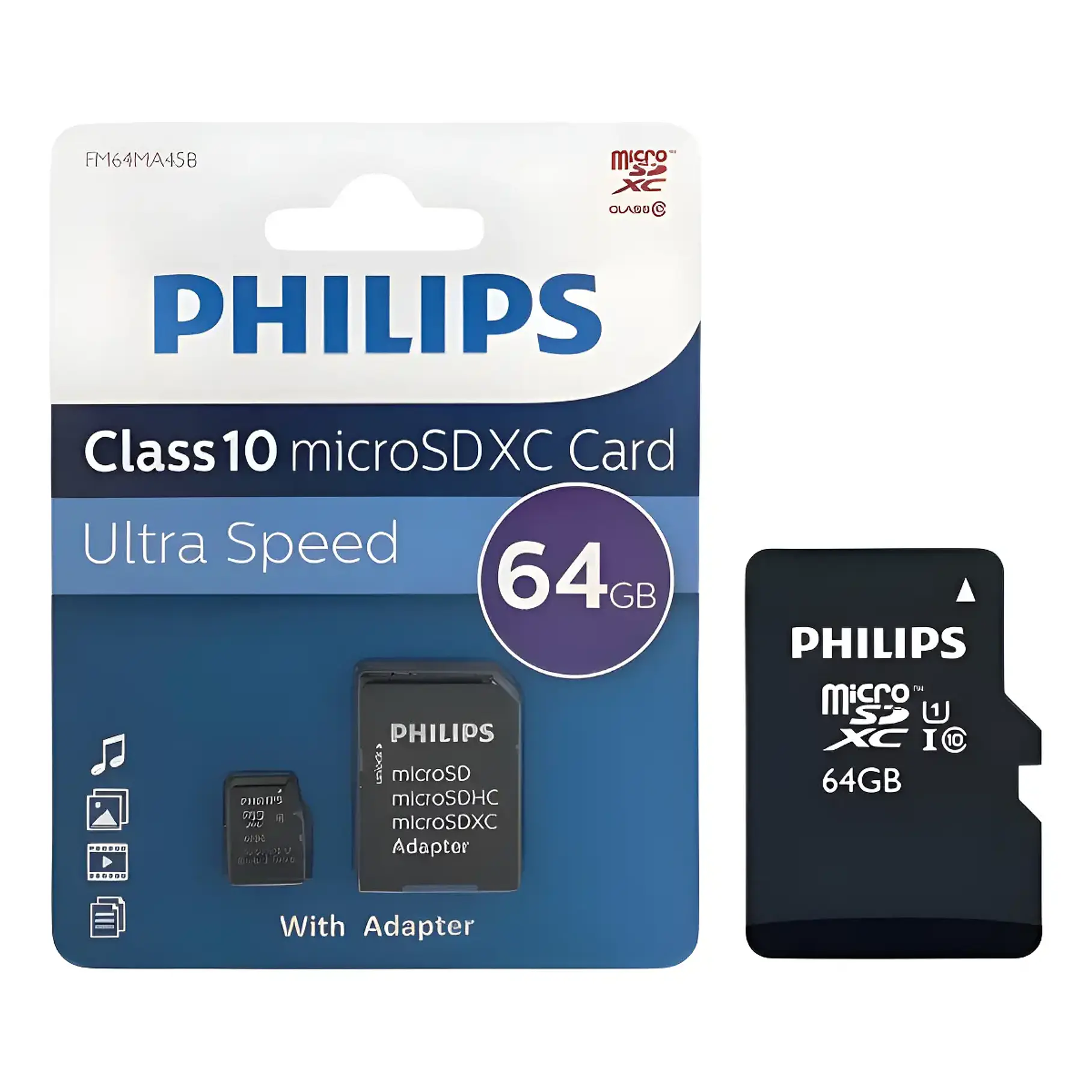 Tarjeta De Memoria Micro Sd Philips 64gb Clase 10 Ultra Speed 2