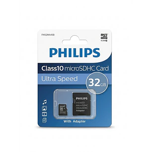 Tarjeta De Memoria Micro Sd Xc Clase 10 32 Gb Philips Con Adaptador