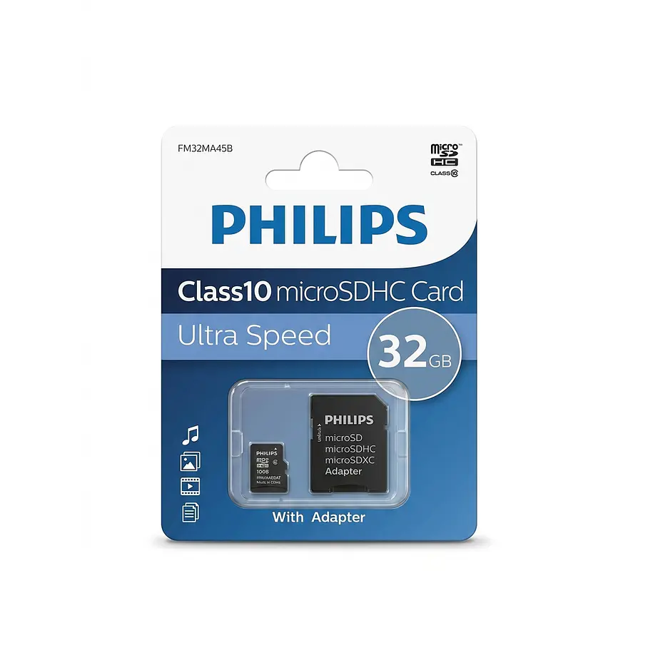 Tarjeta De Memoria Micro Sd Xc Clase 10 32 Gb Philips Con Adaptador 1