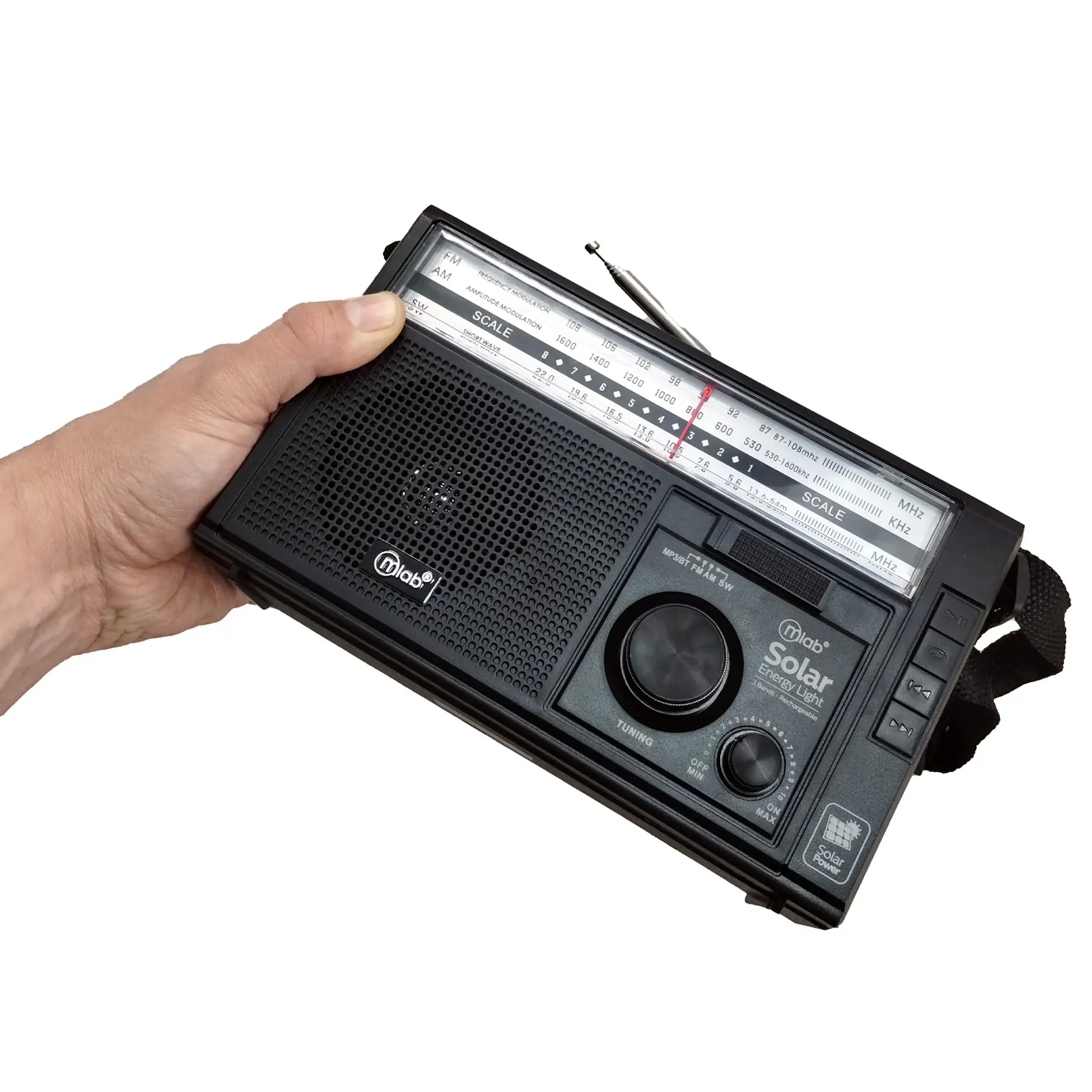 Radio Retro Recargable Bluetooth Solar Mlab 9472 Color Negro Solar EnergyLight 1970´s 6