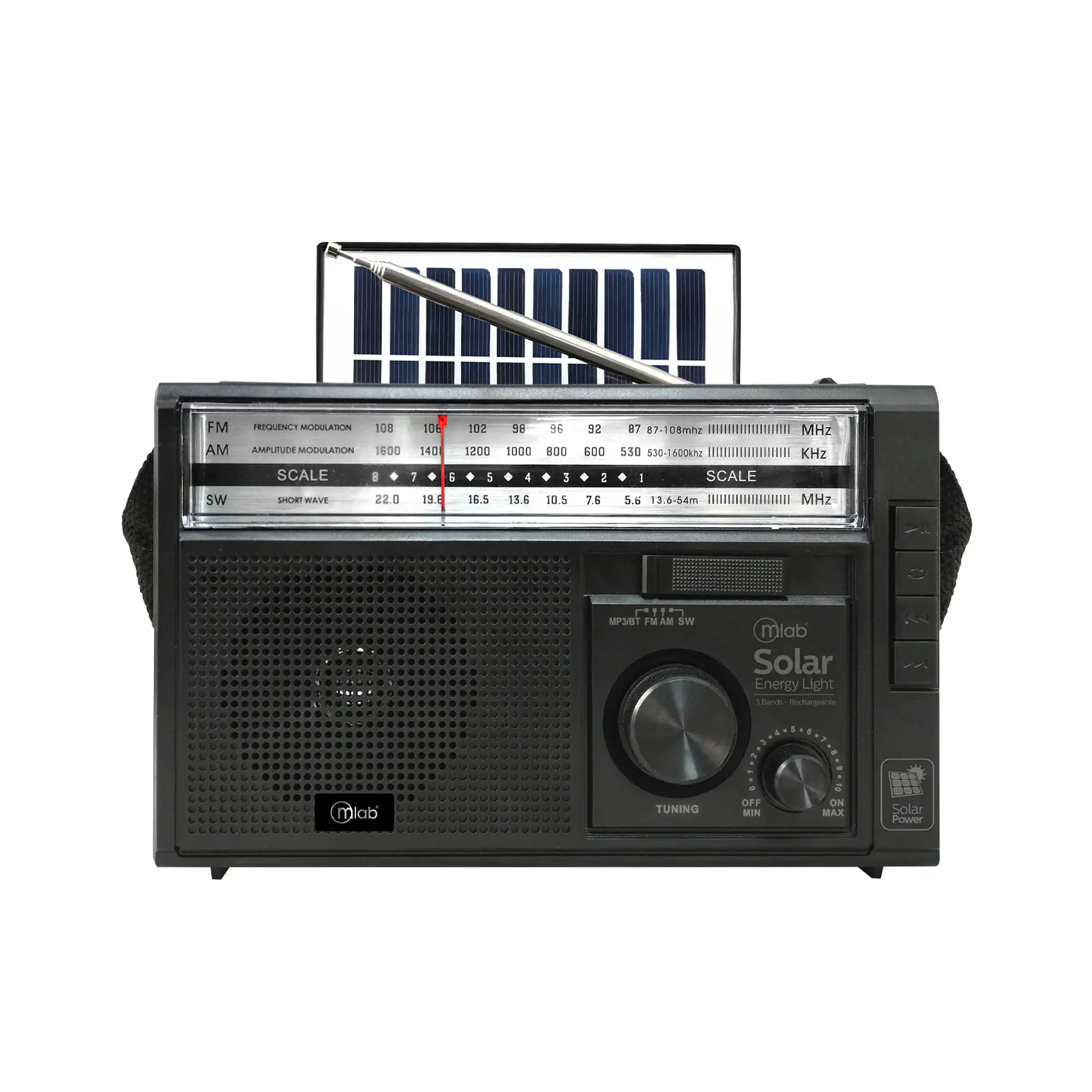 Radio Retro Recargable Bluetooth Solar Mlab 9472 Color Negro Solar EnergyLight 1970´s 1