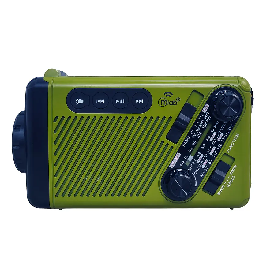Radio Emergencia Alerta Incidente Recargable Dinamo Solar Color Verde 9586 5