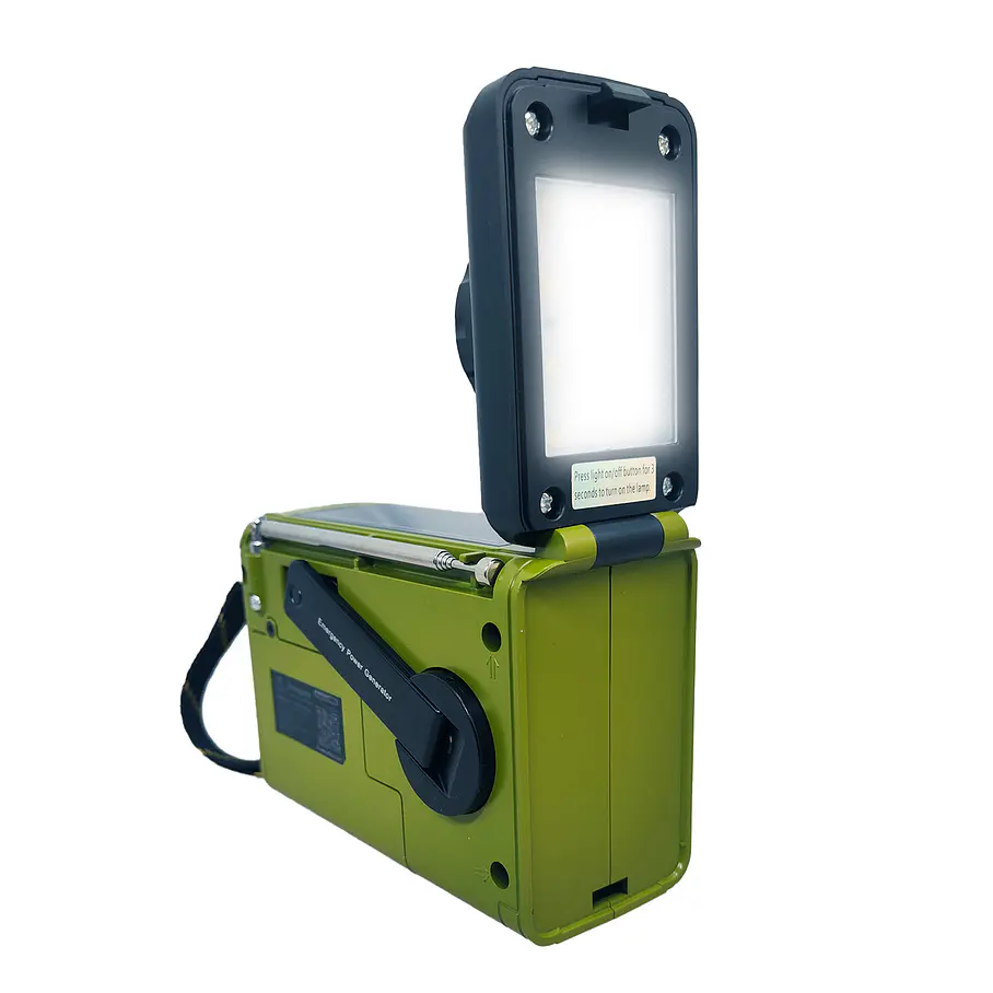 Radio Emergencia Alerta Incidente Recargable Dinamo Solar Color Verde 9586 7