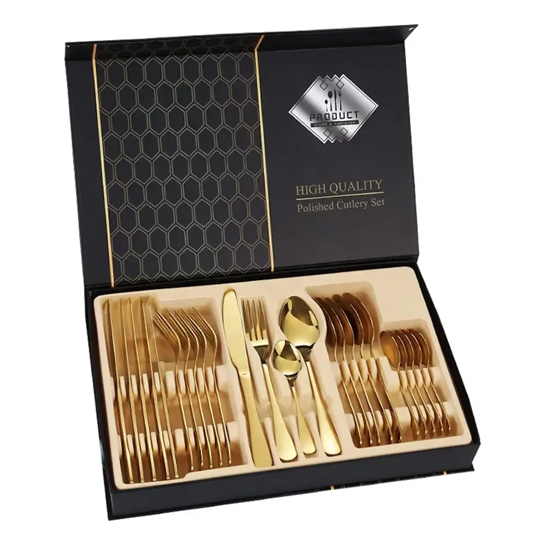 Set De Cubierto Acero Inoxidable De 24 Piezas Color Dorado o Plateado 1