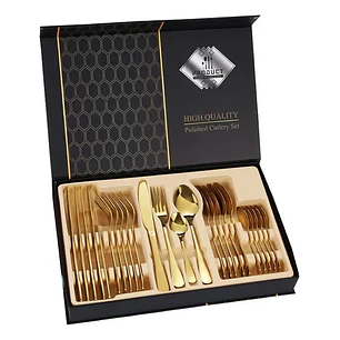 Set De Cubierto Acero Inoxidable De 24 Piezas Color Dorado o Plateado
