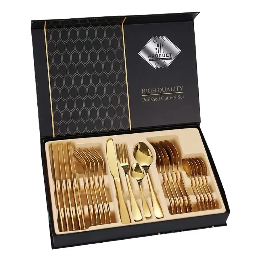 Set De Cubierto Acero Inoxidable De 24 Piezas Color Dorado o Plateado 1