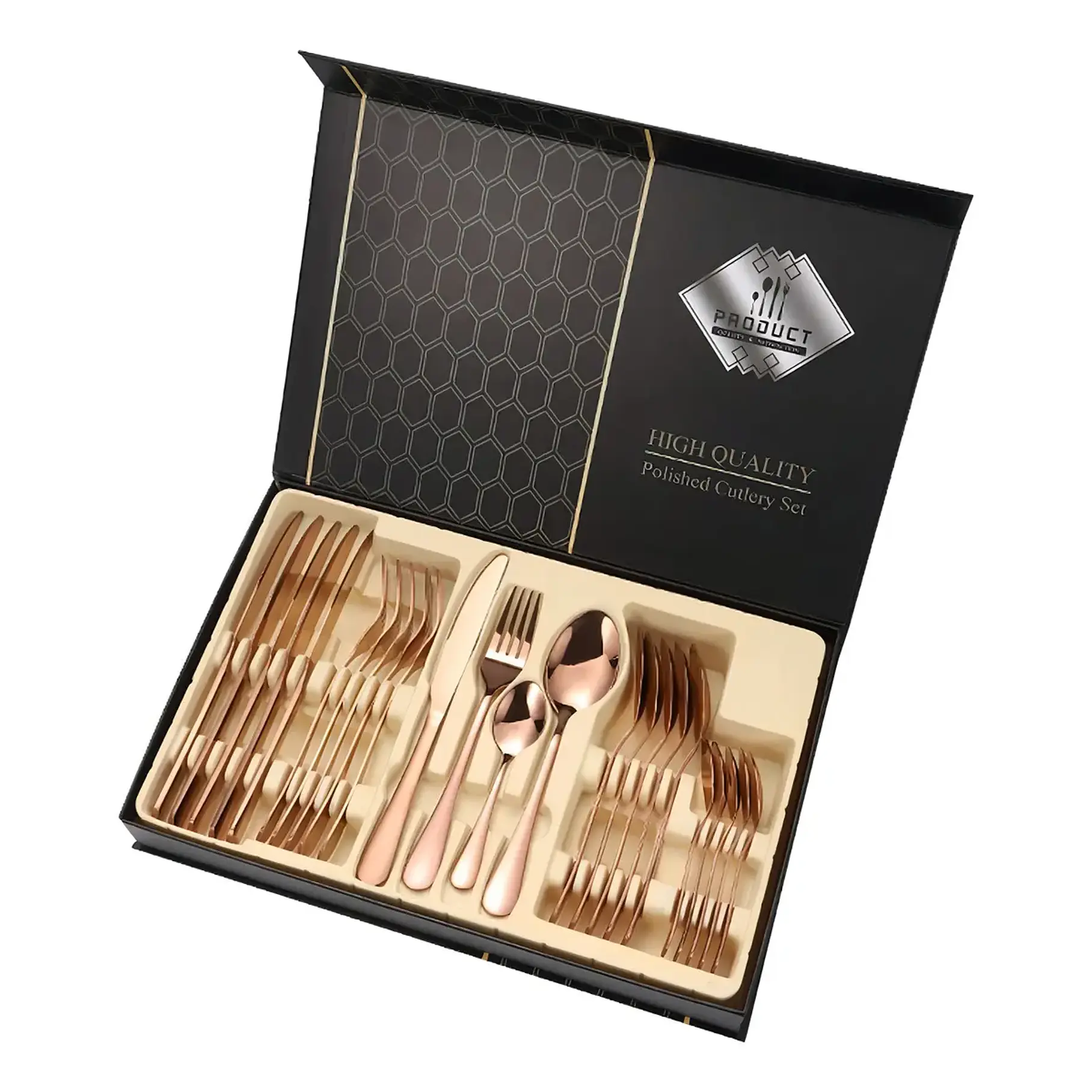 Set De Cubierto Acero Inoxidable De 24 Piezas Color Dorado o Plateado 6