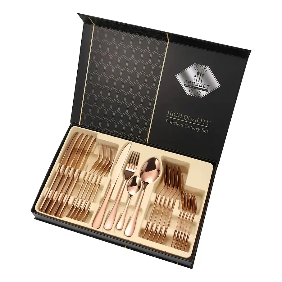 Set De Cubierto Acero Inoxidable De 24 Piezas Color Dorado o Plateado 6