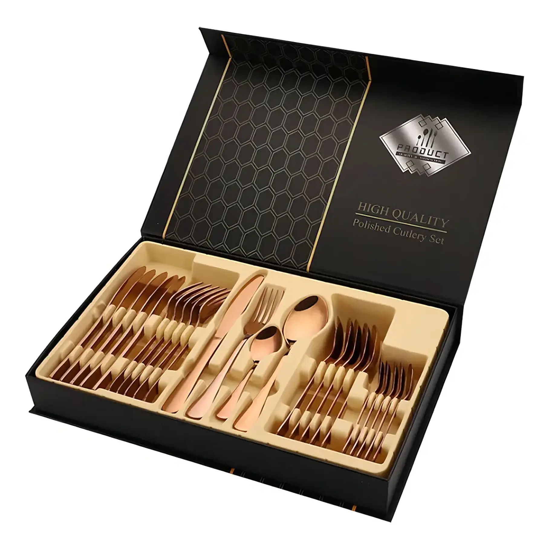 Set De Cubierto Acero Inoxidable De 24 Piezas Color Dorado o Plateado 7