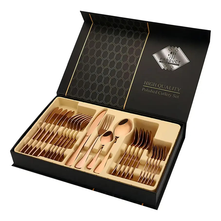 Set De Cubierto Acero Inoxidable De 24 Piezas Color Dorado o Plateado 7