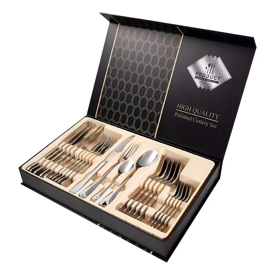 Set De Cubierto Acero Inoxidable De 24 Piezas Color Dorado o Plateado 9