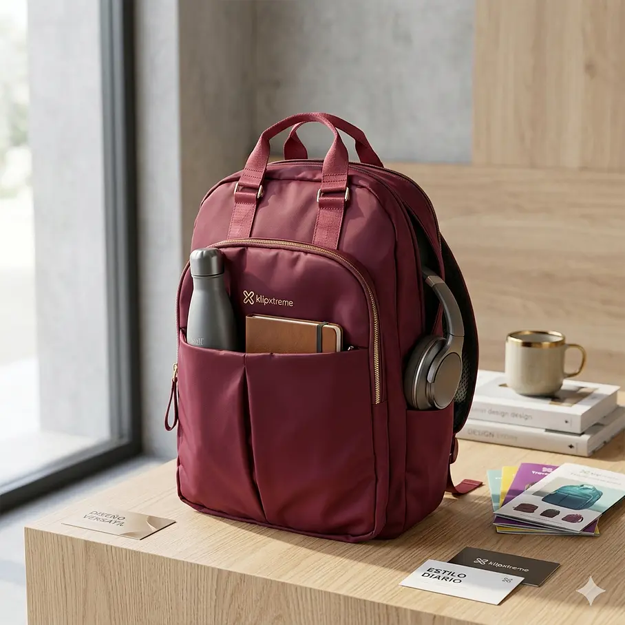 Mochila Notebook Klip Xtreme Toscana 15,6 Nylon Premium Color Burdeo Vinotinto 3