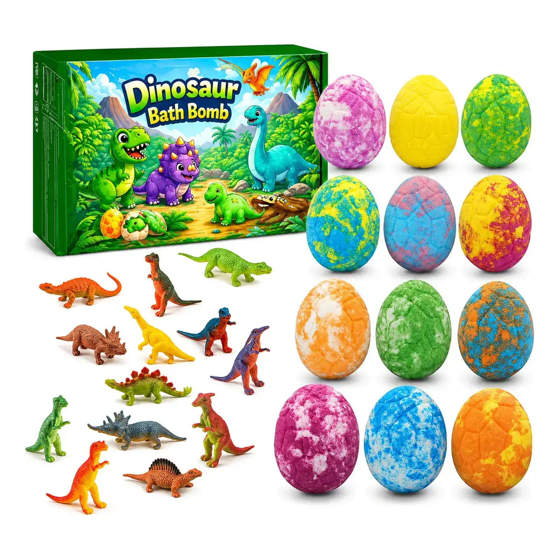 Pack x12 Bombas De Baño 12 Huevos Sorpresas Dinosaurios Bombas De Baño Juguete Viral 2