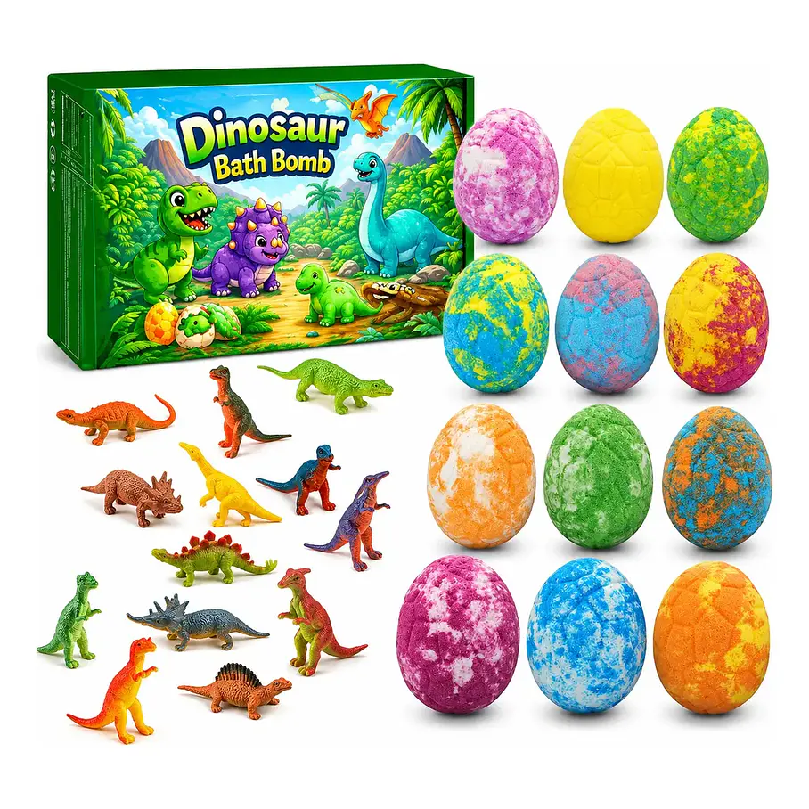 Pack x12 Bombas De Baño 12 Huevos Sorpresas Dinosaurios Bombas De Baño Juguete Viral 2