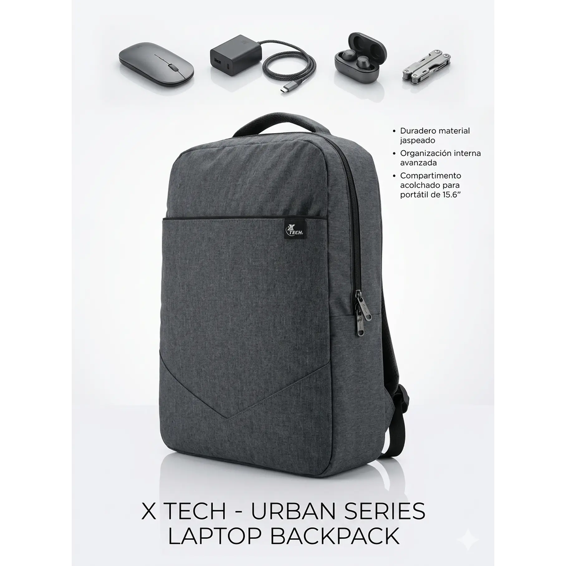 Mochila Urbana Xtech Negro XTB-221 Compartimento Notebook 15.6 Pulgadas 2