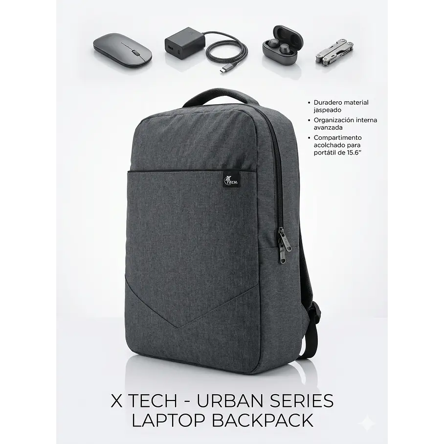 Mochila Urbana Xtech Negro XTB-221 Compartimento Notebook 15.6 Pulgadas 2