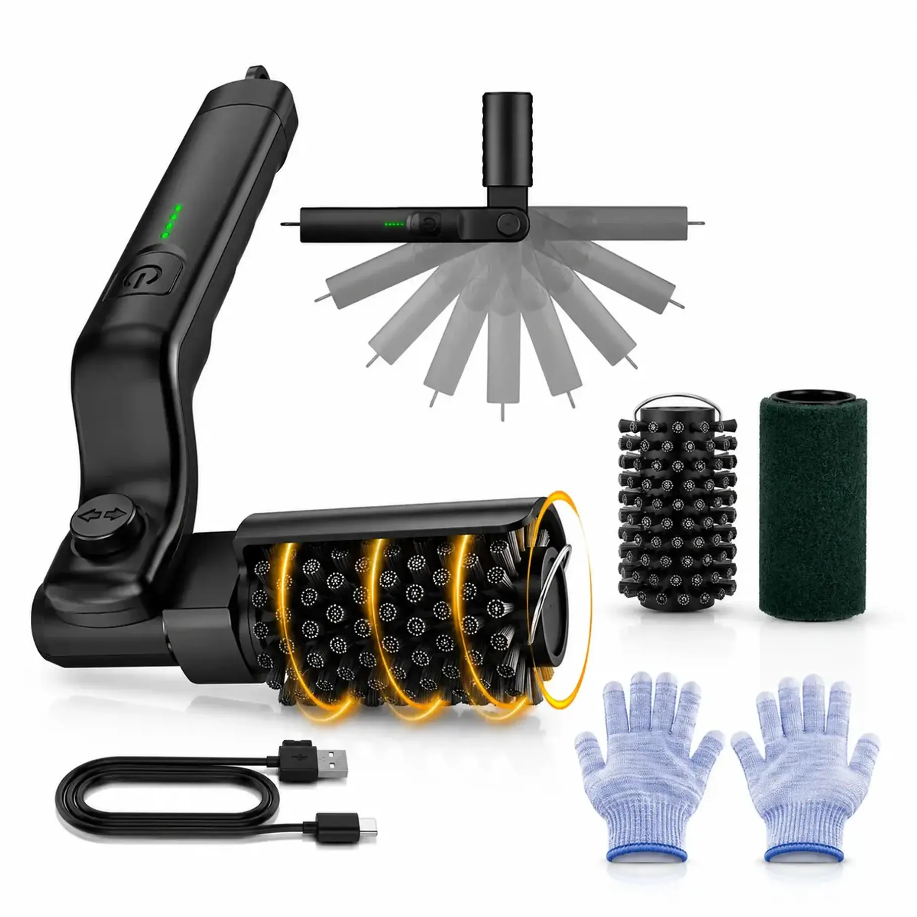 Cepillo Electrico Para Parrilla Asado XL-8801 Recargable Con Kit De Accesorios USB De 360º Guantes De Proteccion Limpieza Antes De Tu Asado Grill 1