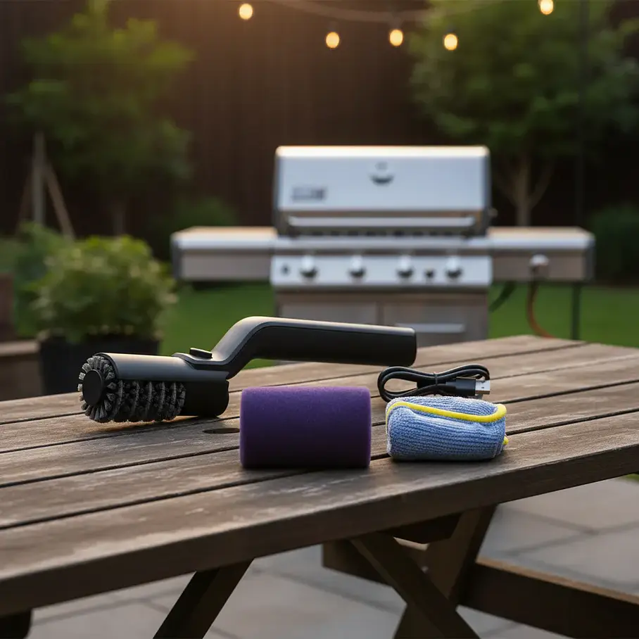 Cepillo Electrico Para Parrilla Asado XL-8801 Recargable Con Kit De Accesorios USB De 360º Guantes De Proteccion Limpieza Antes De Tu Asado Grill 2