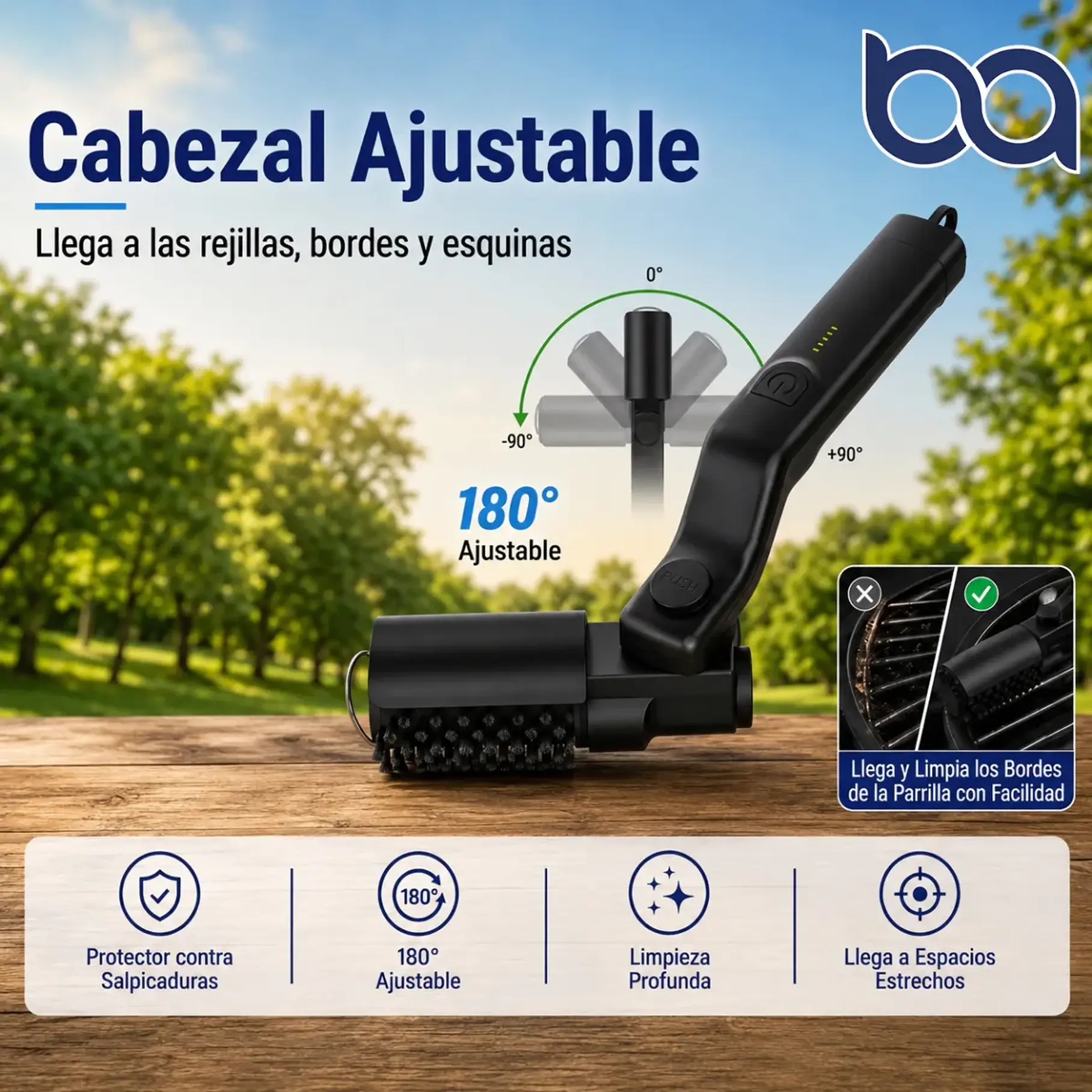Cepillo Electrico Para Parrilla Asado XL-8801 Recargable Con Kit De Accesorios USB De 360º Guantes De Proteccion Limpieza Antes De Tu Asado Grill 6