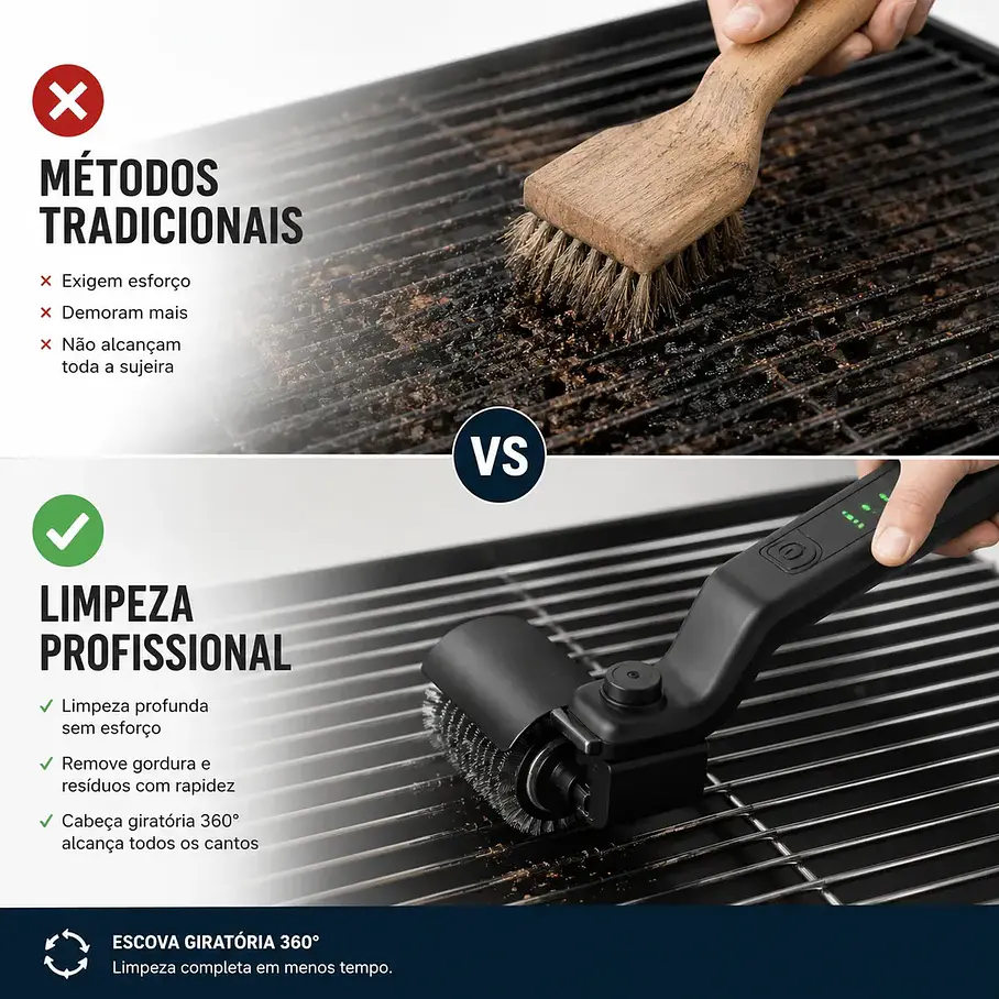 Cepillo Electrico Para Parrilla Asado XL-8801 Recargable Con Kit De Accesorios USB De 360º Guantes De Proteccion Limpieza Antes De Tu Asado Grill 11