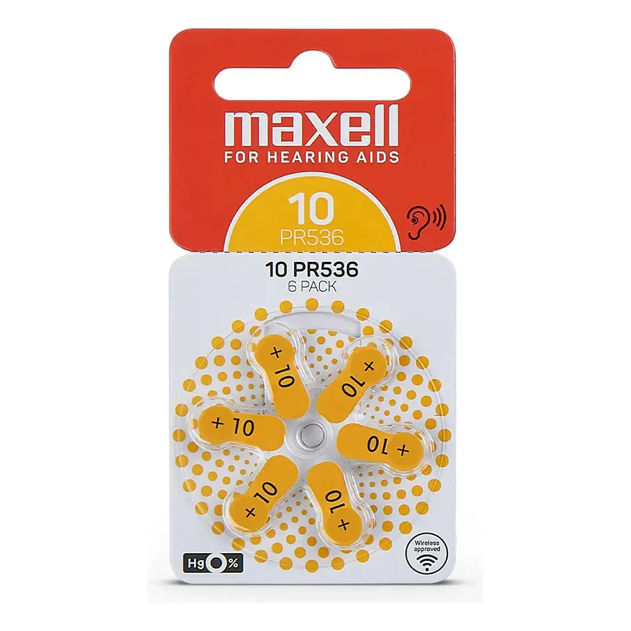 Pilas Para Audífonos Maxell Tamaño 10 Auditivas 6un 1