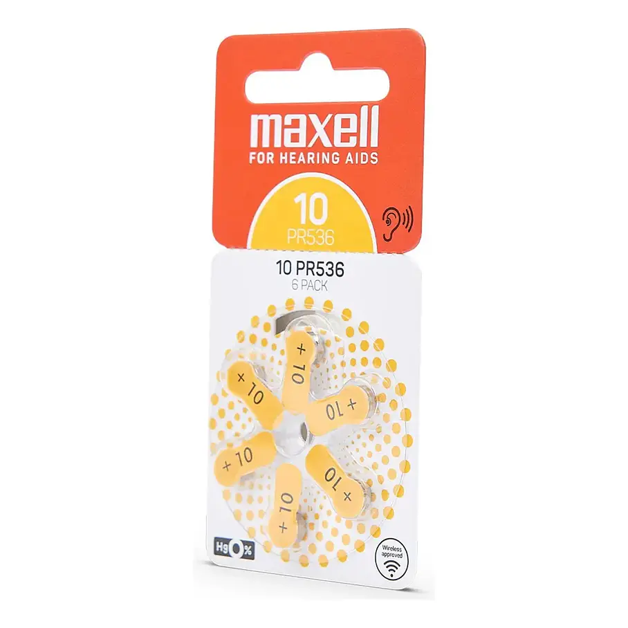 Pilas Para Audífonos Maxell Tamaño 10 Auditivas 6un 2