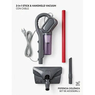 Aspiradora Alambrica 2 en 1 Vertical Vacuum Cleaner 1 Lts 600 w 15 Kpa Aspiradora 2RL Potente Succion Aspiradora De Mano Y Vertical Multifuncional