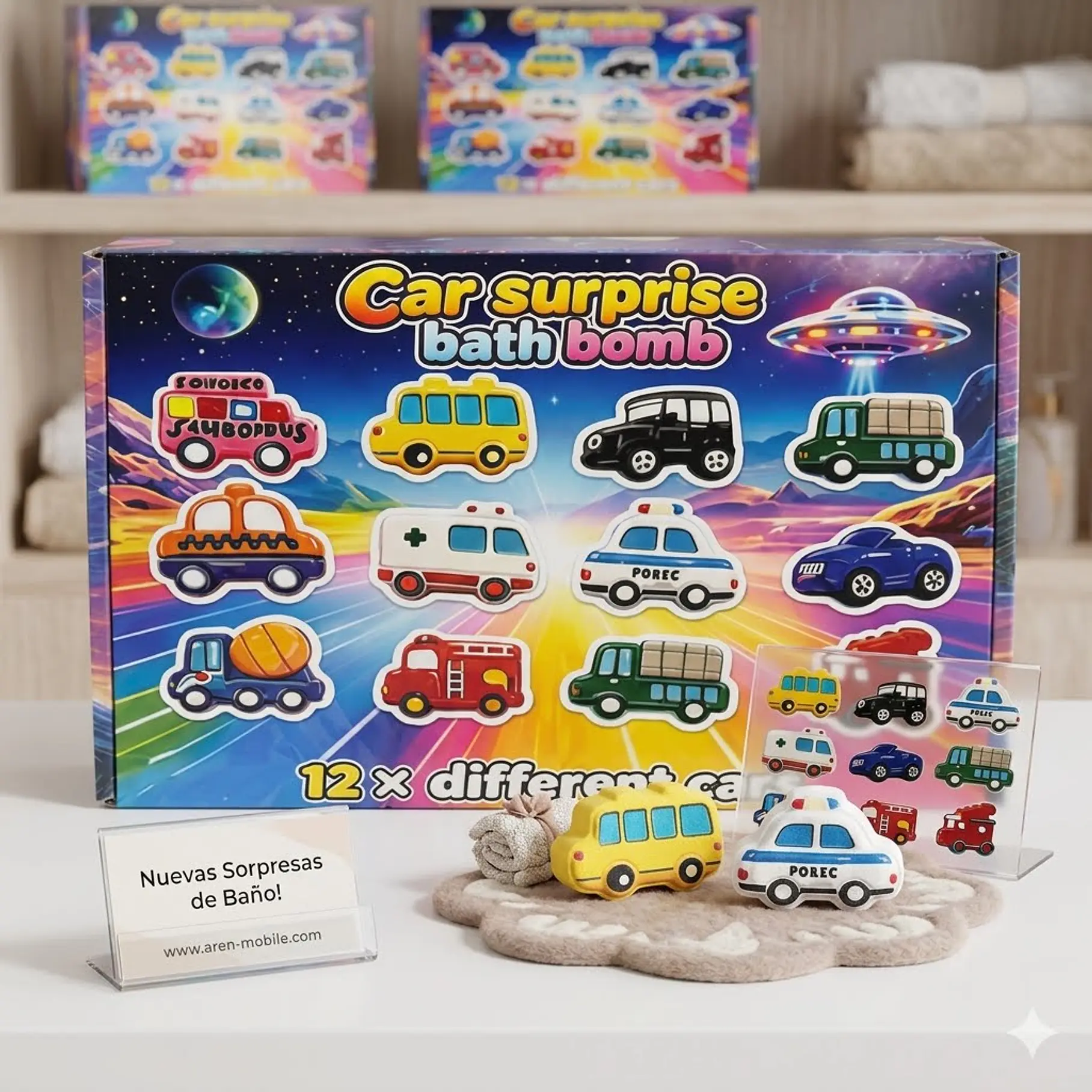 Pack x12 Bombas De Baño 12 Huevos Sorpresas Autos Carros Camiones Bombas De Baño Juguete Viral Jabón Baño Limpio Sorpresa  3