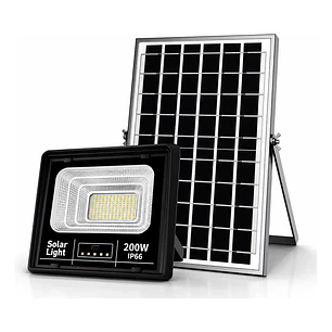 Foco Led Proyector Con Panel Solar 200w Control Remoto