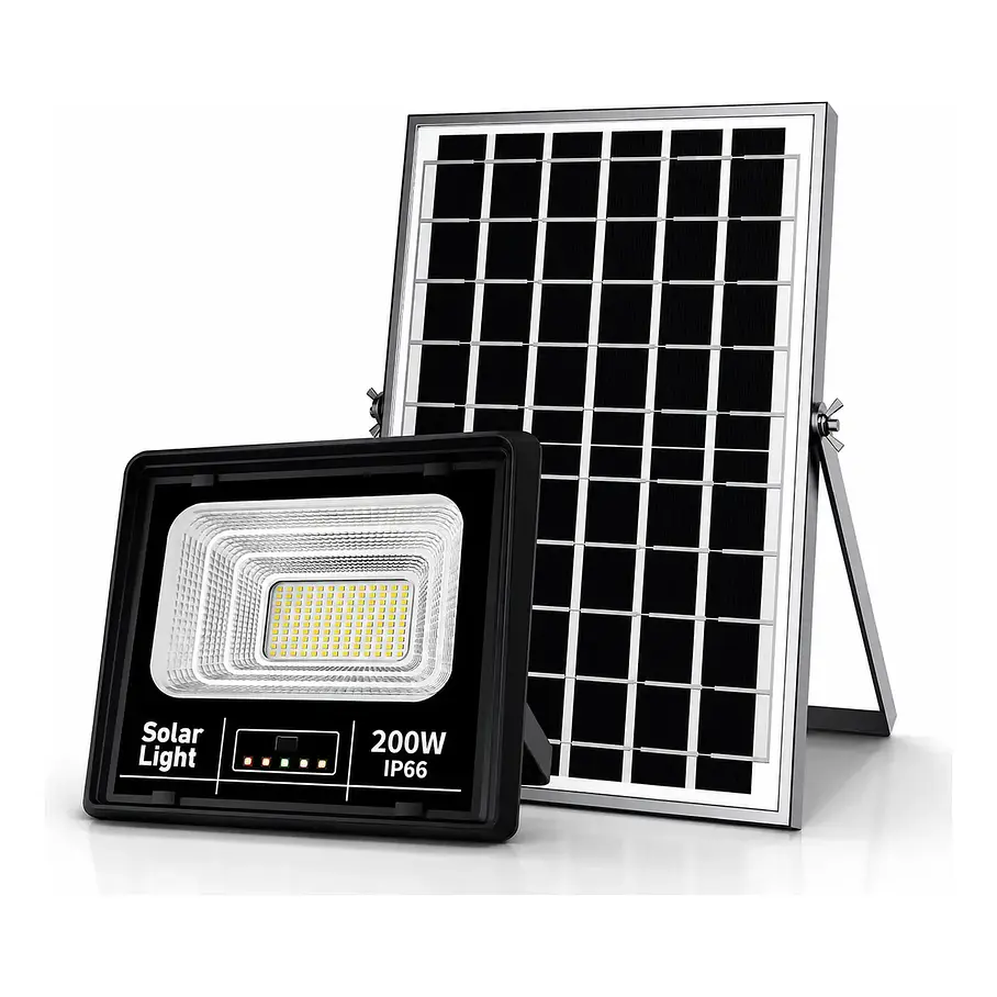 Foco Led Proyector Con Panel Solar 200w Control Remoto 1
