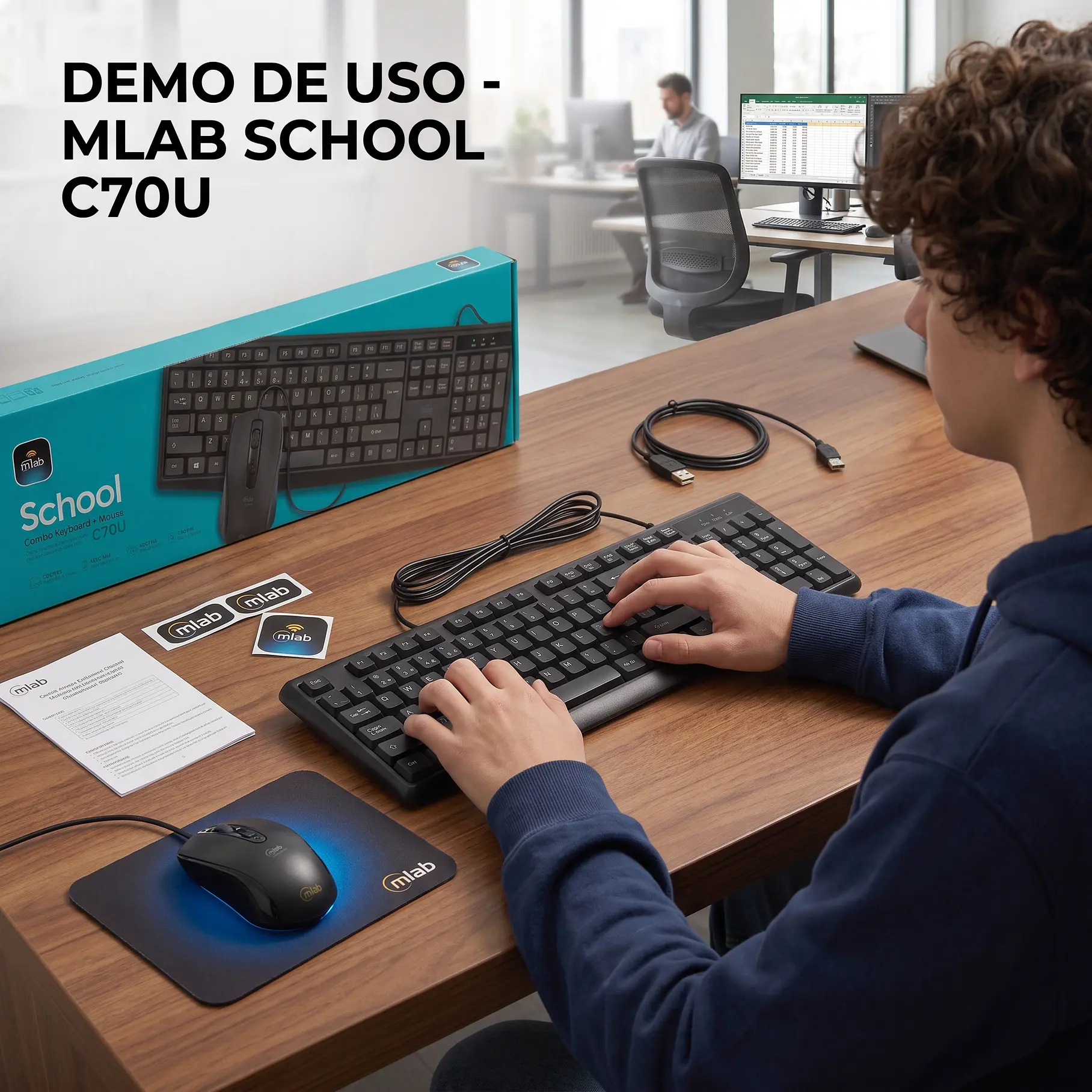 Teclado Con Mouse School – Keyboard + Mouse Combo PC Accesorios C70U 9737 Mlab 2RL  6