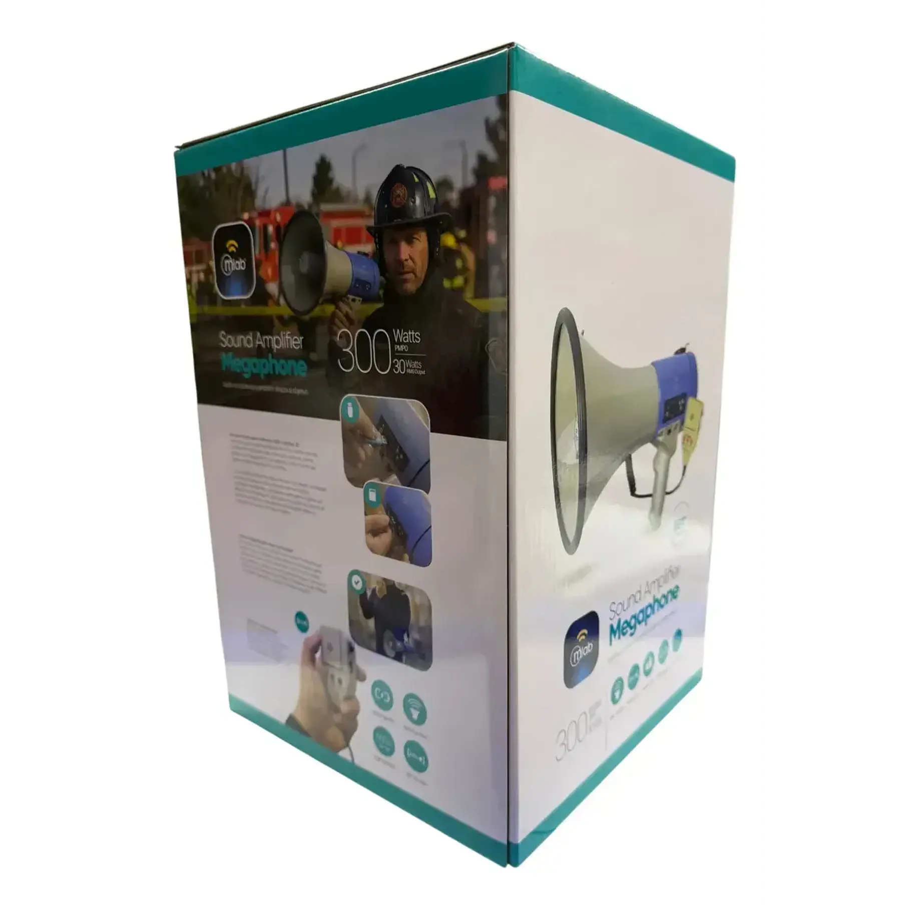 Megafono Recargable 30w Sirena Graba Voz Recargable Blanco 10015 2rl Mlab Potencia Megafono Altavoz Bomberos Escuelas Reproduccion Wireless Bluetooth Azul 5