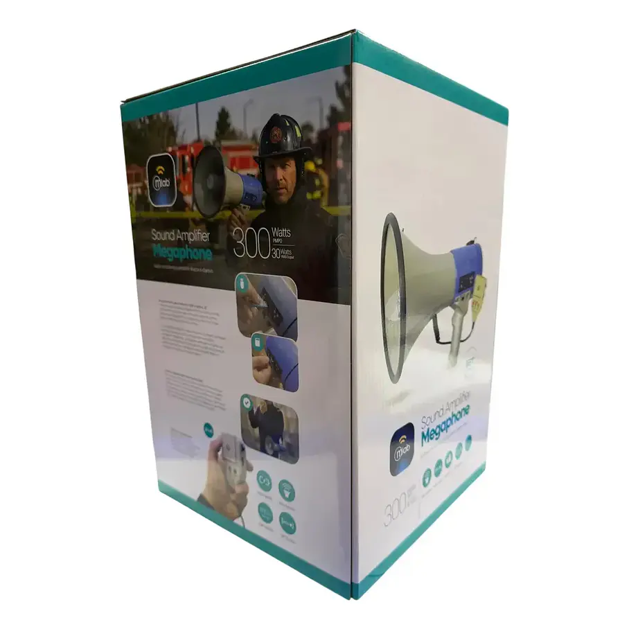 Megafono Recargable 30w Sirena Graba Voz Recargable Blanco 10015 2rl Mlab Potencia Megafono Altavoz Bomberos Escuelas Reproduccion Wireless Bluetooth Azul 5