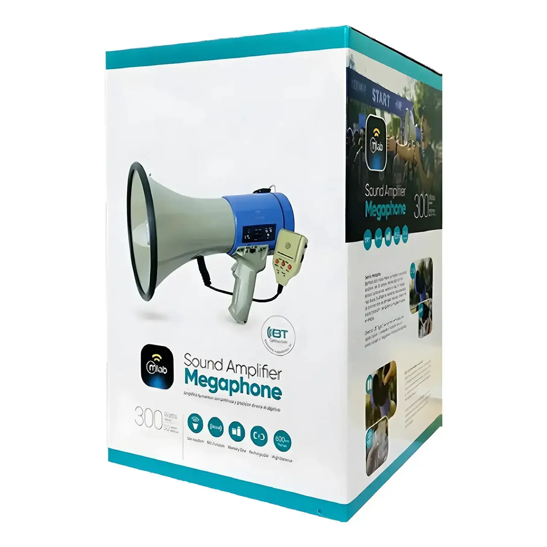 Megafono Recargable 30w Sirena Graba Voz Recargable Blanco 10015 2rl Mlab Potencia Megafono Altavoz Bomberos Escuelas Reproduccion Wireless Bluetooth Azul 10