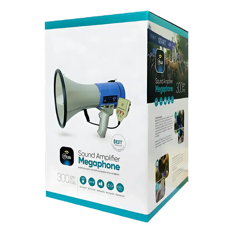 Megafono Recargable 30w Sirena Graba Voz Recargable Blanco 10015 2rl Mlab Potencia Megafono Altavoz Bomberos Escuelas Reproduccion Wireless Bluetooth Azul 10