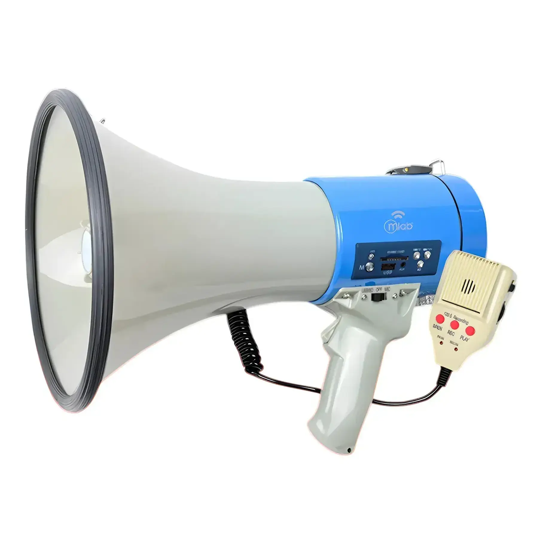 Megafono Recargable 30w Sirena Graba Voz Recargable Blanco 10015 2rl Mlab Potencia Megafono Altavoz Bomberos Escuelas Reproduccion Wireless Bluetooth Azul 1