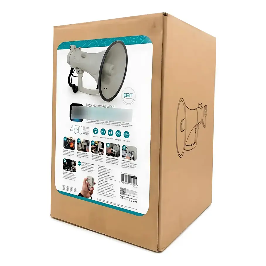Megafono Super Potente Recargable 45w RMS 450w PMPO Sirena Graba Voz Recargable Blanco 10016 2RL MLAB Potencia Megafono Altavoz Bomberos Escuelas Reproduccion Wireless Bluetooth 3