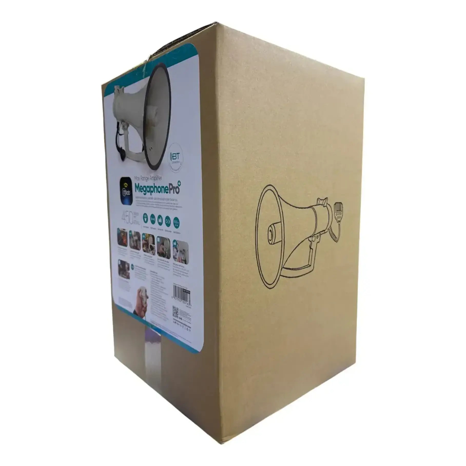 Megafono Super Potente Recargable 45w RMS 450w PMPO Sirena Graba Voz Recargable Blanco 10016 2RL MLAB Potencia Megafono Altavoz Bomberos Escuelas Reproduccion Wireless Bluetooth 4