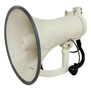 Megafono Super Potente Recargable 45w RMS 450w PMPO Sirena Graba Voz Recargable Blanco 10016 2RL MLAB Potencia Megafono Altavoz Bomberos Escuelas Reproduccion Wireless Bluetooth
